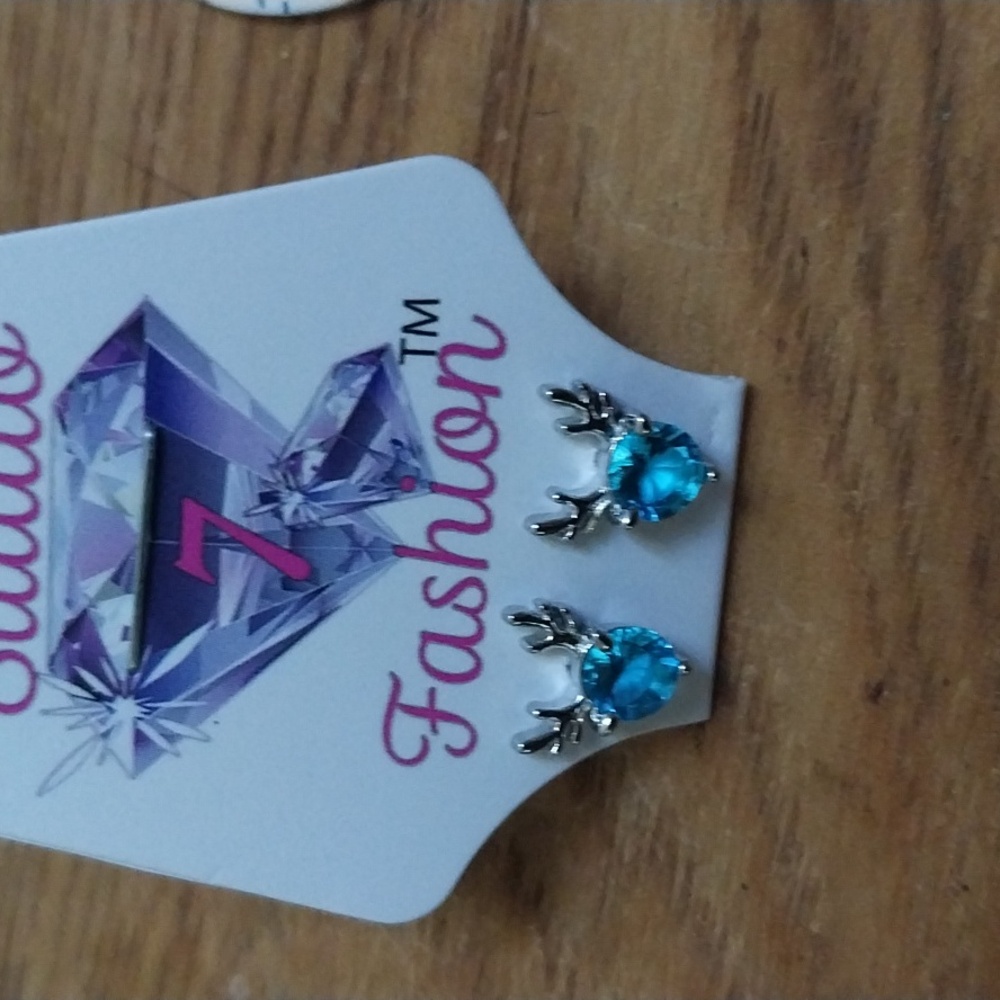 Blue reindeer earrings